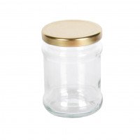 รูปขวดปากกว้างเอวคอด 240 ml. (8 ออนซ์) + ฝาเกลียวล็อค RTO สีทอง