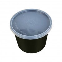 รูปถ้วยไมโครเวฟ สีดำ 590 ml. (20 ออนซ์) + ฝา