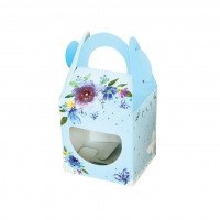 รูปกล่องคุกกี้หูหิ้ว Size S ลายดอกไม้ฟ้า