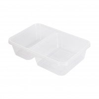 รูปกล่องอาหารพลาสติก สี่เหลี่ยมขาว 2 ช่อง 560 ml. (RW1561)