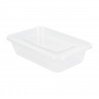 รูปกล่องข้าวเหลี่ยม 1 ช่อง สีใส 650 ml. (พร้อมฝา)