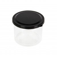รูปกระป๋องพลาสติก PET Easy open 300 ml. (ฝาดำ-แบบแข็ง)