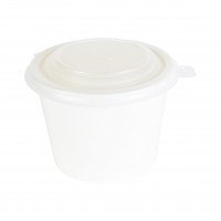 รูปถ้วยอาหารกระดาษสีขาว ทรงกลม 1,100 ml. ฝาพับ PP