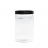 รูปกระปุกพลาสติก+ฝาPP (ฝาฉีก) สีดำ 350 ml.