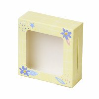 รูปกล่องบราวนี่ 1 ชิ้น ลาย Blue flower