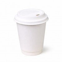 รูปแก้วกระดาษขาว 2 ชั้น (Double Wall) ขนาด 12 ออนซ์ พร้อมฝากระดาษ